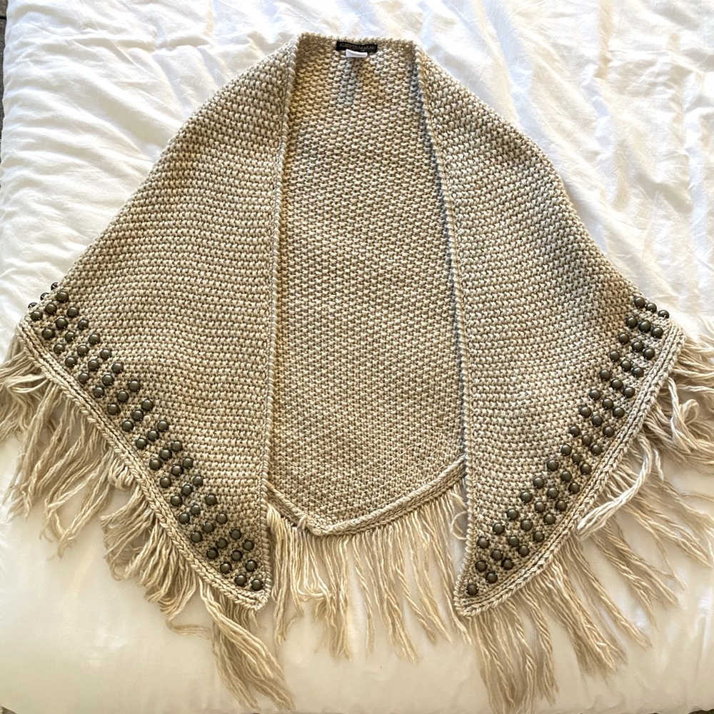 Beige Woven Shawl (Shrug) w Studded Embellishment